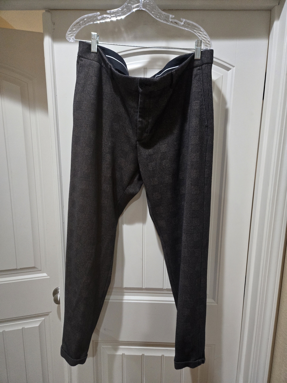 Zara Men's Dark Brown Check Cuffed Dress Pants Size 38
